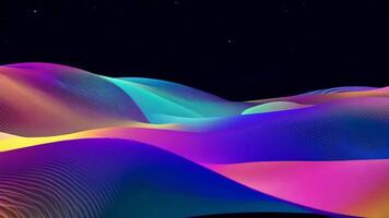 Abstract futuristic neon waves on a simple dark background technology glowing flowing rainbow colorful texture vibrant wallpaper AI cyberspace developing internet connection network wave video