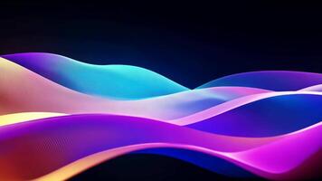 Abstract futuristic neon waves on a simple dark background technology glowing flowing rainbow colorful texture vibrant wallpaper AI cyberspace developing internet connection network wave video