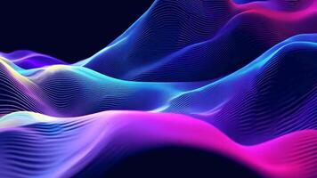 Abstract futuristic neon waves on a simple dark background technology glowing flowing rainbow colorful texture vibrant wallpaper AI cyberspace developing internet connection network wave video