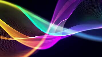 Abstract futuristic neon waves on a simple dark background technology glowing flowing rainbow colorful texture vibrant wallpaper AI cyberspace developing internet connection network wave video