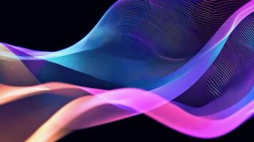 Abstract futuristic neon waves on a simple dark background technology glowing flowing rainbow colorful texture vibrant wallpaper AI cyberspace developing internet connection network wave video