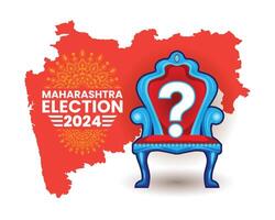 Maharashtra Election 2024 Concept with Question Mark on Throne and State Map Background vector