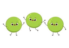 Peas character design. Peas on white background. vector