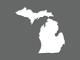 Michigan map with single land area using white color on dark background illustration vector