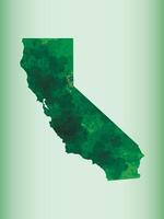 California watercolor map illustration of green color on light background using paint brush in paper page vector