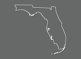 Florida map with single border line boundary using white color on gray background illustration vector