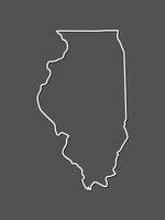 Illinois map with single border line boundary using white color on gray background illustration vector
