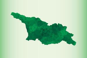 Georgia watercolor map illustration of green color on light background using paint brush in paper page vector