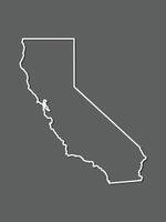 California map with single border line boundary using white color on gray background illustration vector