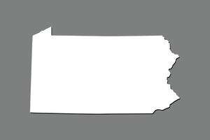 Pennsylvania map with single land area using white color on dark background illustration vector