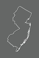 New Jersey map with single border line boundary using white color on gray background illustration vector