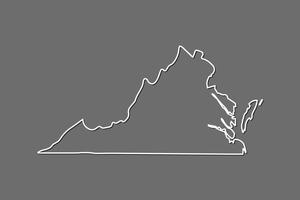 Virginia map with single border line boundary using white color on gray background illustration vector