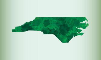 North Carolina watercolor map illustration of green color on light background using paint brush in paper page vector