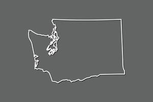 Washington map with single border line boundary using white color on gray background illustration vector