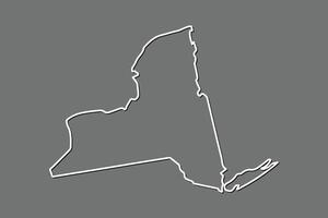 New York map with single border line boundary using white color on gray background illustration vector