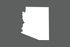 Arizona map with single land area using white color on dark background vector
