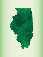 Illinois watercolor map illustration of green color on light background using paint brush in paper page vector