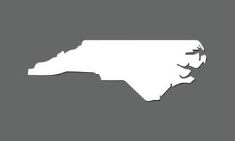 North Carolina map with single land area using white color on dark background illustration vector
