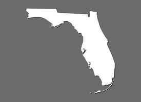Florida map with single land area using white color on dark background illustration vector