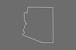 Arizona map with single border line boundary using white color on gray background illustration vector