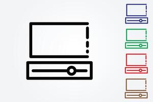 Old desktop computer logo on white background vector