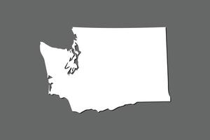 Washington map with single land area using white color on dark background illustration vector