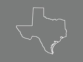 Texas map with single border line boundary using white color on gray background illustration vector