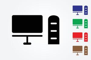 Modern desktop computer icon on white background vector
