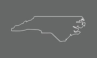 North Carolina map with single border line boundary using white color on gray background illustration vector