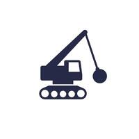 Demolition machine icon with a wrecking ball vector