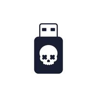 malware on usb drive icon vector