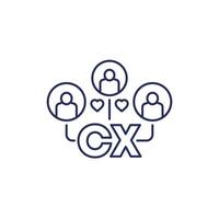 CX, Customer experience line icon on white vector
