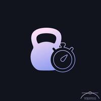 training, workout time icon with kettlebell, vector