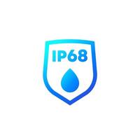 ip68 standard, waterproof icon with a shield vector