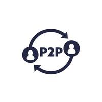 p2p icon on white, peer-to-peer vector
