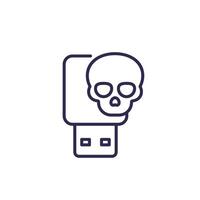 malware on usb stick drive line icon vector