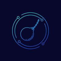 wrecking ball icon, linear design vector