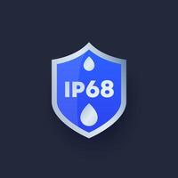 IP68 rating, waterproof icon with a shield vector