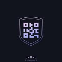 Secure qr code payment icon, vector
