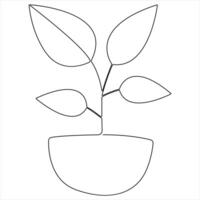 Tree continuous single line art of drawing and tree style illustration vector