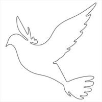 Continuous single line drawing of dove bird illustration vector
