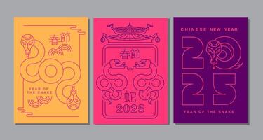 Lunar new year, Chinese New Year 2025 , Year of the Snake , line art ,outline vector