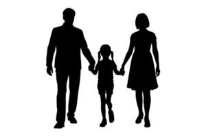 Graceful family of four holding hands, embodying unity and love in design vector