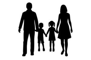 Elegant family of four holding hands, perfect for designs celebrating unity vector