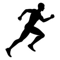 Active running figure logo in silhouette for health and exercise graphics vector