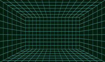 Neon Depth Grid Box Virtual Reality Space Background vector