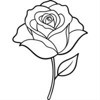 Graceful Single Rose Bloom Silhouette Illustration for Elegant Design Projects vector