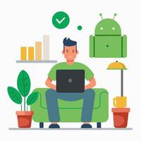 Illustration of App Developer in Silhouette vector