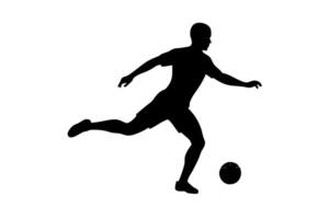 Dynamic illustration of a soccer player with football, perfect for sports-themed designs. Silhouette style ideal for logos, icons, and graphics, action and spirit of the game vector