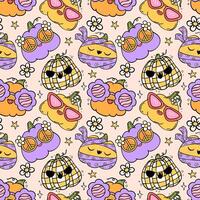 Groovy Retro Halloween seamless Pattern Funky Pumpkins Festive Repeat Background isolated Background vector